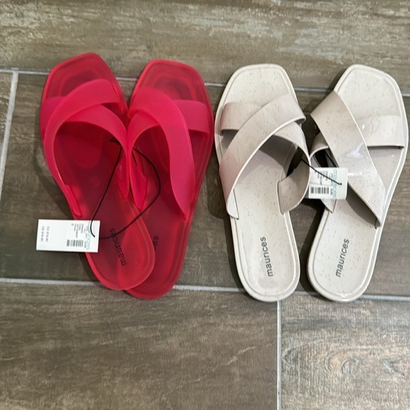 Two pairs! Hot pink and nude slides NWT size 8 Maurices sandals. - Picture 4 of 4